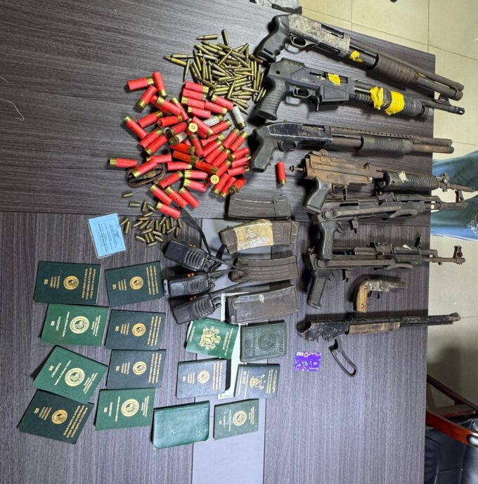 Firearms and passports seized from the notorious gang leader in Lagos